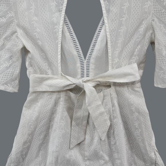 Shareen Collections Romper Womens White V Neck Bell Sleeve Tie Back Size 8 - Picture 13 of 13